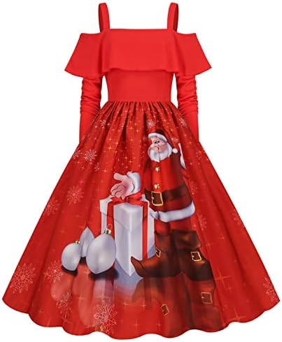2022 Божиќни фустани за жени Елегантен долг ракав V врат наметка гроздобер коктел за коктел Макси фустан со појас