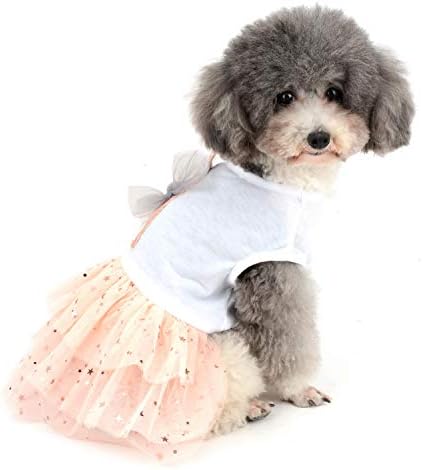 Зунеа кученце кучиња фустан за мало куче девојче фенси летни принцези фустани меки гази здолниште памучно ракав, без ракав кошула,
