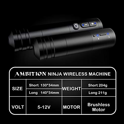Амбиција Нинџа безжична машина за тетоважа ротари касети за батерии со 2400mAh напојување со јапонски мотор дигитален ЛЦД дисплеј Постојана опрема за шминка за профе?