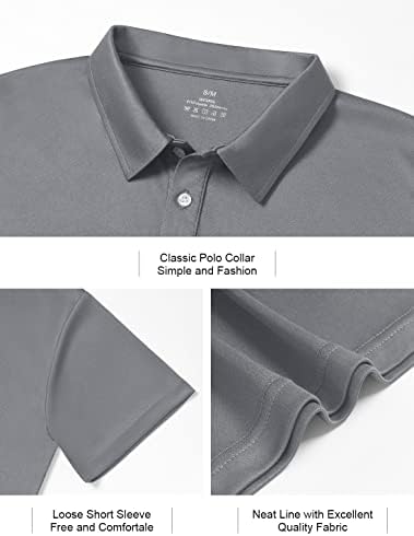 Xelky Mens Dry Fit Polo кошули голф кратки ракави влага се наоѓаат атлетски обичен врвен врвен кошула со копчиња