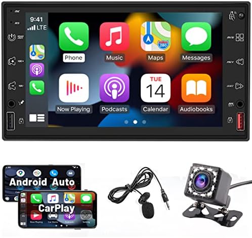Двоен Дин Автомобил Стерео Со Apple Carplay Android Auto 7 Инчен Екран На Допир Автомобил Радио Bluetooth FM AM RDS Аудио Приемник