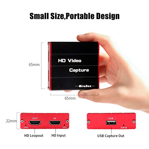 Mirabox USB3.0 HDMI картичка за снимање видео за Nintendo Switch, 1080p 60fps HD -уреди за фаќање на игри со CAM -врска со HDMI PassThrough