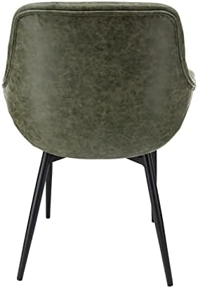 Слободно Време Маркли Модерна Кожна Фотелја За Јадење Кујнски Столови Со Метални Нозе Поставени од 4, Маслинесто Зелена Боја