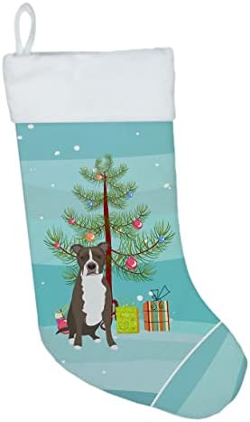 Богатства на Каролина WDK3106CS Пит Бул Блу 6 Божиќно Божиќно порибување, камин виси чорапи Божиќна сезона Декора за украси за семејство