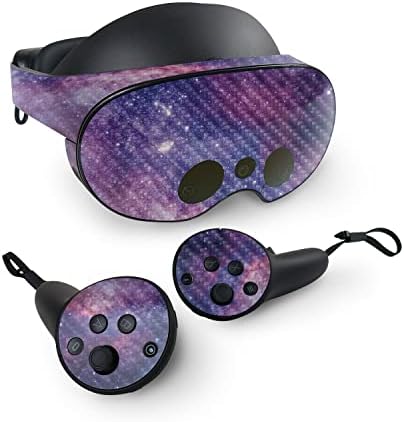 Мојсинкинс јаглеродни влакна кожа компатибилна со Meta Quest Pro - Виолетова starsвезди | Заштитна, издржлива завршница на јаглеродни