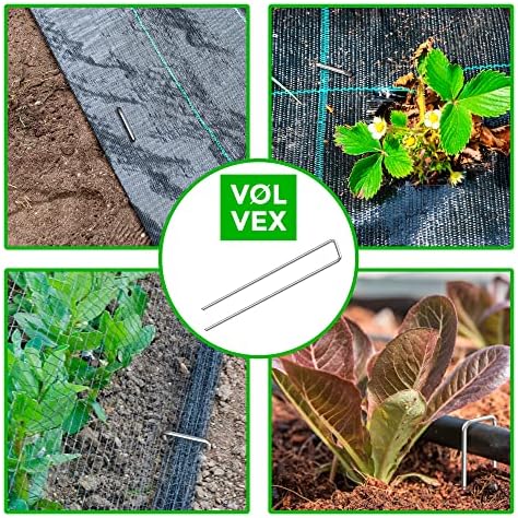 Volvex 60 пакувања во градинарски делови од 6 инчи галванизирани пејзажни влогови 11 мерачки метални иглички со облик U-форма со форма на метални