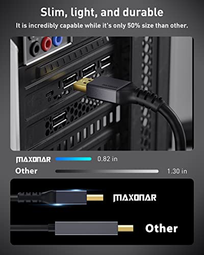 ВЕСА Сертифициран DisplayPort Кабел 1.4, Maxonar 8K 25ft/7.6 M DP Кабел Кабел Дисплеј Порта HBR3 32.4 Gbps, HDCP 2.2 За Одисеја