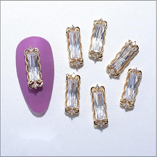 Bybycd Nail Rhinestones Сјајна 3Д Накит за накит Маникир додатоци за нокти украси Цветни метални синџири на приврзок