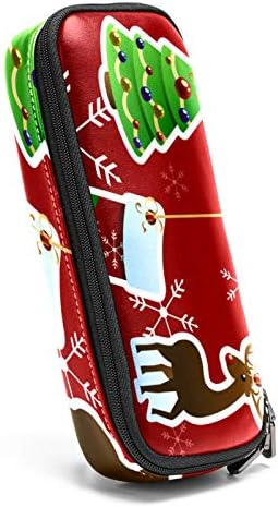 Илустрација на весела Божиќна кожа молив со молив, торба со пенкало со двојна вреќа за складирање торби за торби за училишна
