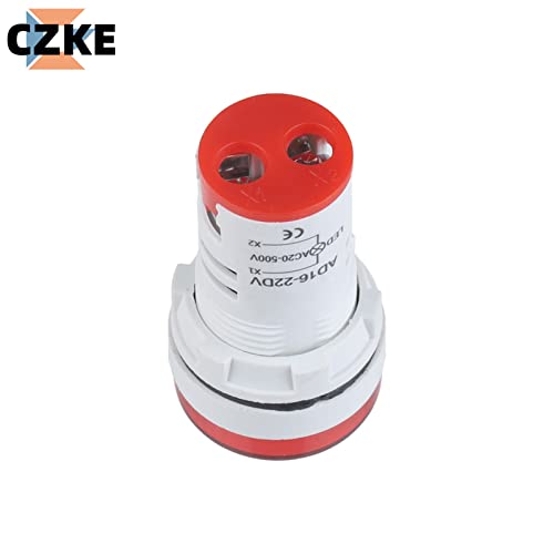 Buday 2PCS Mini Digital Voltmeter 22mm Round AC 12-500V Тестер за напон на напон монитор за напојување LED индикатор за LED 30x30mm