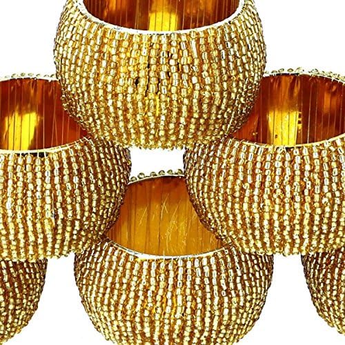 Прстени од салфетка со златни брада на Азијафт - сет од 6 прстени