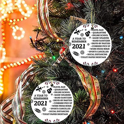2021 Божиќни украси, божиќни украси во карантин, 13,5 метри 40 лежени светла во боја, големи украси на керамика од 2,85
