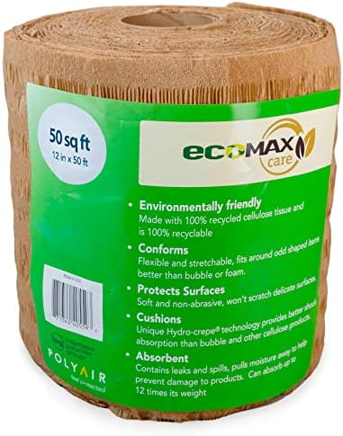 IDL пакување 12 x 50 'Ecomax ™ Kraft Paper Cellulose Wadding - Опрема за завиткување и пополнување со празнина - меко и нежно пакување за
