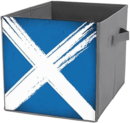 Ретро Шкотско Знаме Големи Коцки Канти За Складирање Склопувачки Платно Кутија За Складирање Организатори На Плакарот За Полици