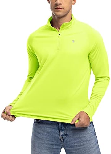 Tbmpoy Машки 1/4 поштенски пуловер upf 50+ Заштита на сонце со долги ракави кошули со лесен атлетски осип чувар за пливање врвови на врвови