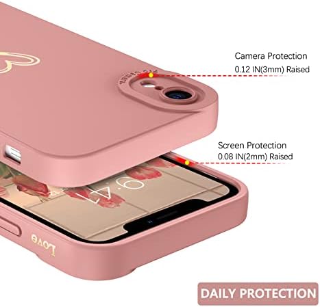 ДОМАВЕР За Iphone XR Случај Мека Силиконска Златна Шема На Срце Тенок Заштитен Случај Отпорен на Удари За Жени Девојки за iPhone XR 6,1 инчи-Розова