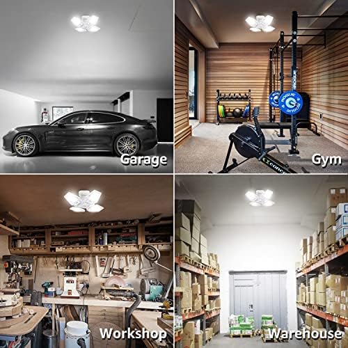 LED гаражни светла на Torchestar, UL наведени, 100W деформабилни 4 панели 12000lm гаража тавана светлина, алуминиумско осветлување, прилагодлива