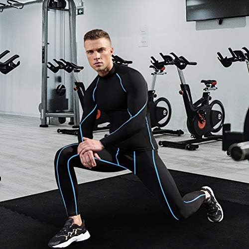 Компресија за компресија wragcfm за мажи со долг ракав атлетски тренингот врвови што трчаат по должината на салата за спортски базели