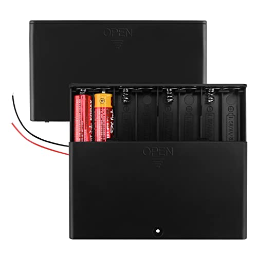 Линкидеа 12v Кутија За Батерии со Прекинувач, 8 x 1 12v Кутија За Држачи За Батерии Со Жични Кабли И Прекинувач За Вклучување/Исклучување