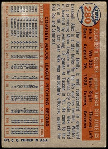 1957 Топпс 280 Алекс Келнер Канзас Сити Атлетика VG/Ex Athletics