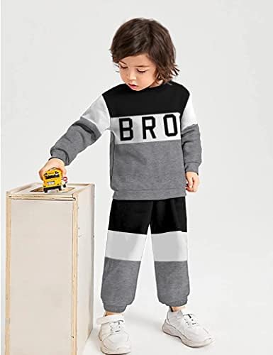 Облека за момчиња од Оулифо Дете за деца, панталони за момчиња од контраст и панталони со џогер 2 парчиња модни момчиња облека комплети