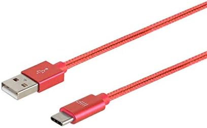 Monoprice USB 2.0 Type -C до Type -A Charge и Sync Најлон -плетенка кабел - 1,5 стапки - црвено, брзо полнење, алуминиумски конектори, Syned