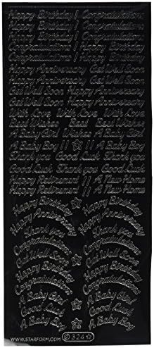 Елизабета занаетчиски дизајни разновидни зборови излупете налепници 4 x9 лист-црна