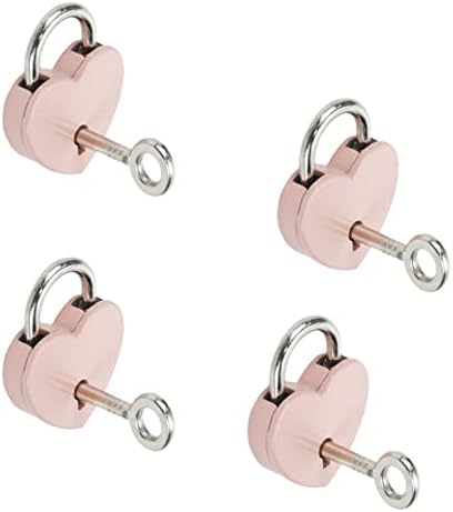 Бирај мини катанец со клучеви розов дневник за заклучување на метал во форма на срце -4 парчиња во форма на срце -4 парчиња