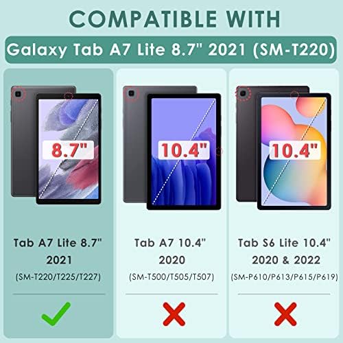 Детуози Ротирачки Случај За Samsung Galaxy Tab A7 Lite 8,7 инчи 2021 со Држач За Пенкало, 360 Степени Вртлив Мулти-Аголен Држач За Фолио Кожа