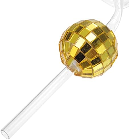 Jојофуни кафе -мешалки од 6 парчиња огледало диско топка сламки златни 70 -ти диско слама пиење коктел сламки дискови топка мешачи диско