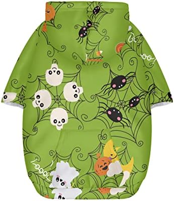 ДДФС Ноќта на вештерките костуми со голема големина кучиња дуксери за џемпери, пајак и дух моден дизајн зелена кучиња јакна кученца облека, чувајте