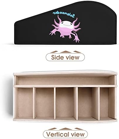 Саламандер Аксолотл држач за далечински управувач PU кожен организатор кутија со 6 оддели за складирање за спална соба за дневна соба