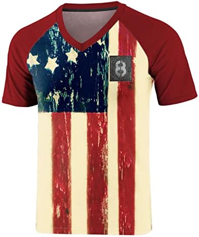 XXBR 4-ти јули маички за кратки ракави за мажи, 2022 година Ново летно патриотско ретро знаме против тренингот на вратот, мускулни маси