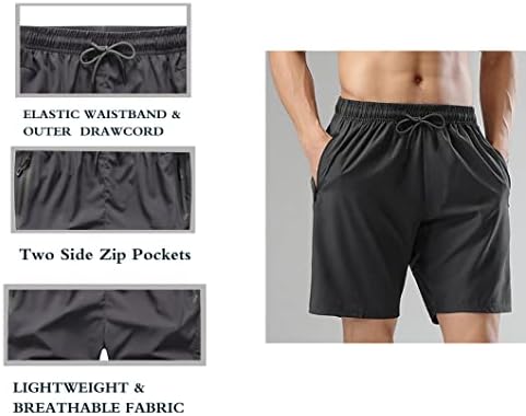 Buytop Mens Gym Short Shorts Брзи суви атлетски шорцеви за обука со џебови со патенти