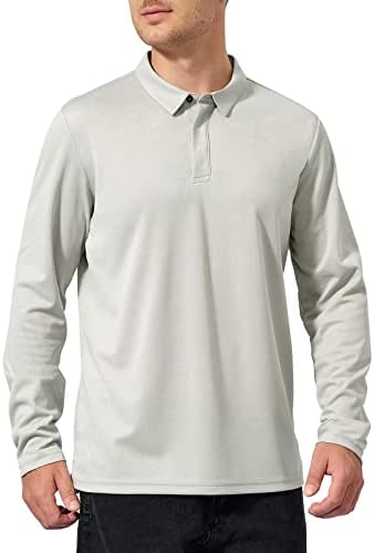 Машки машки голф Поло кошули - УВ заштита од долг ракав суво вклопуваат атлетски обични кошули со риболов риболов пешачење на отворено