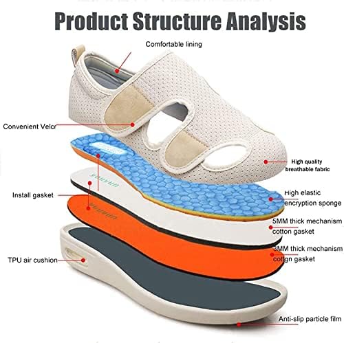 ZBJH Екстра широки дијабетични чевли со отечени нозе широко вклопуваат со голема големина артритис едем нозе обувки за дишење лесни чевли за одење