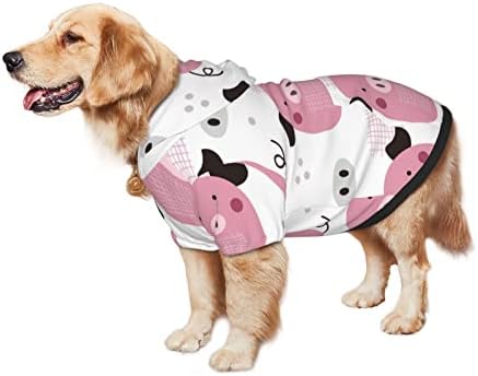 Големо кучиња со кучиња со слатко-розово-пиг-мачка облека за миленичиња џемпер со капа со мека мачка облека за мачки