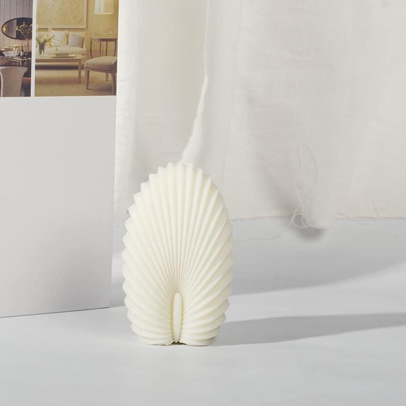 TOPYS 3D уникатен лисја геометриска заоблена колона силиконска свеќа мувла, 3,6 Апстрактна мувла во форма на смола во форма на домашна