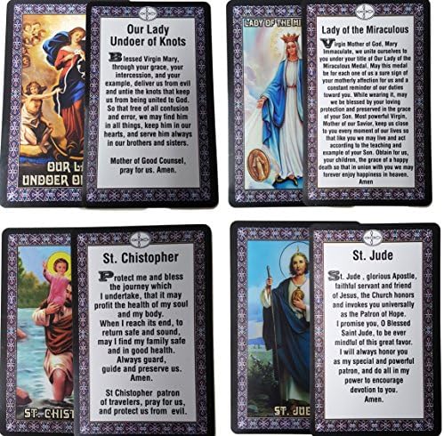 Католички сет од 10 свети молитвени картички - нов пластичен материјал! Свети Бенедикт Свети Јуда Свети Мајкл Свети Кристофер Свето семејство