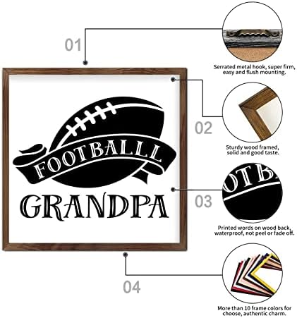 Врамен дрвен wallиден знак на уметност живот позитивен цитат за топки игри теми на семејството членови на семејството фудбал дедо