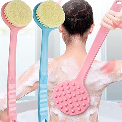 Luyila 2 парчиња долга рачка четка за бања мека масажер со кожа за туширање за чистење на телото за чистење на телото, ексфолијација
