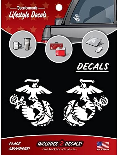 Декалкоманија Соединетите Држави Морски корпус EGA Eagle Globe & Anchor Vinyl Decals - сет од 2 4in бели налепници за амблеми на USMC