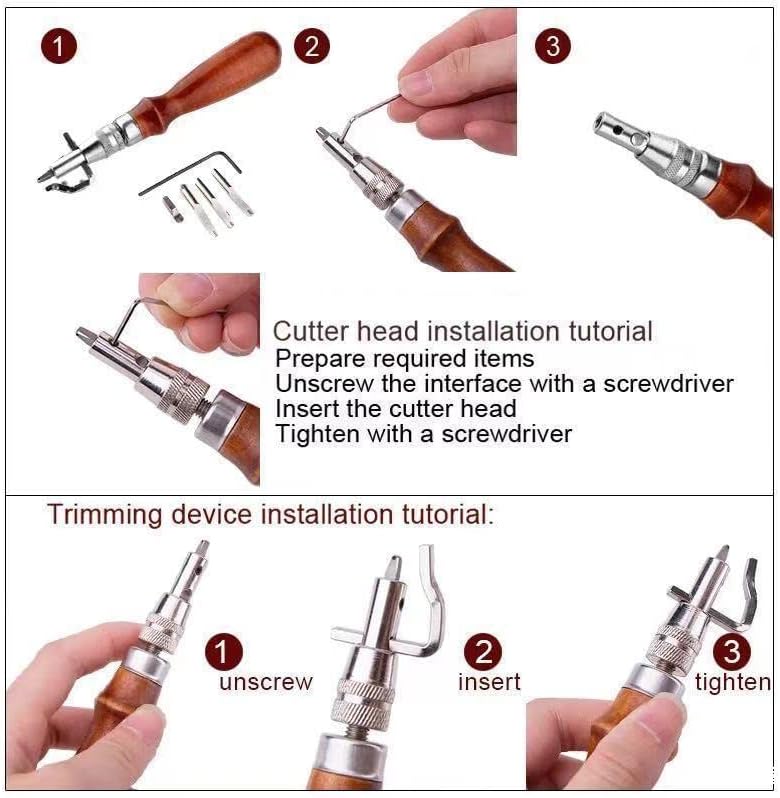 48 парчиња кожни алатки занает занаетчиски комплет за шиење со рака со Groover Awl восочен навој за кожење за шиење на кожа платно