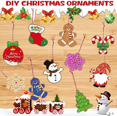 Бамамон Божиќни Занаети За Деца-40 Недовршени Парчиња Дрво Божиќни Обесени Орнаменти Празнични Забави, САМОСТОЈНИ Дрвени Божиќни