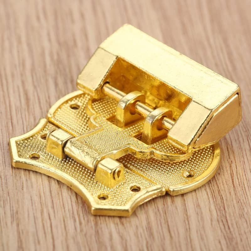 Mgwye 1 Поставете златен цинк легура кинеска стара брава дрвена кутија со катастрофа со гроздобер брава HASP копче и завртки за мебел хардвер за мебел