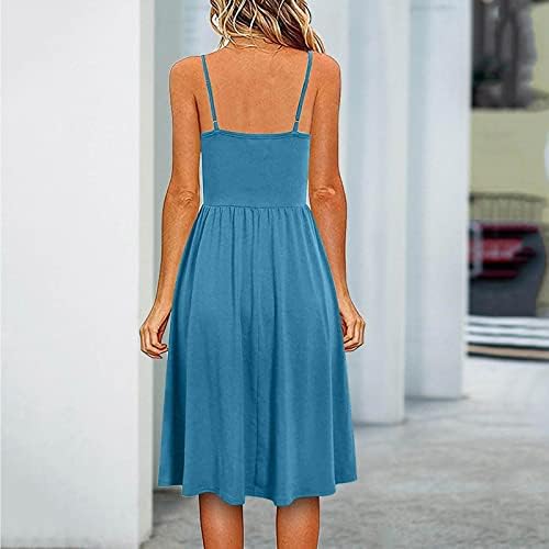 Фустани за жени 2023 година, женска модна летна летна лента печатена фустан без ракави на вратот