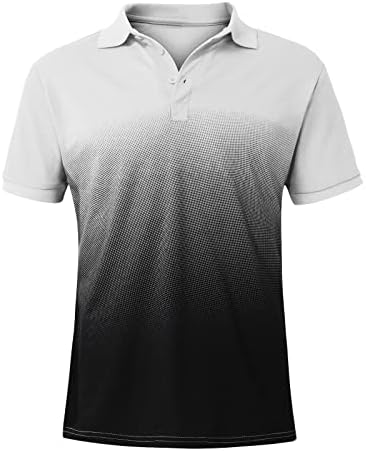 Венкомг1 Машки градиент Хенли кошули со краток ракав на отворено врвови 2022 модна маица летна маичка маица L0322