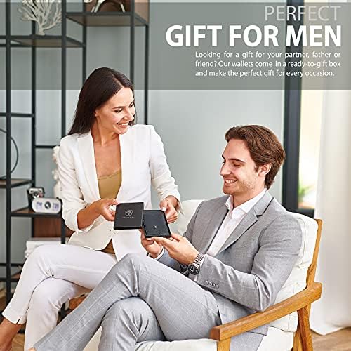 Травандо Менс тенок паричник со паричен клип Сиетл РФИД блокирајќи го држачот на кредитна картичка за мажи со кутија за подароци