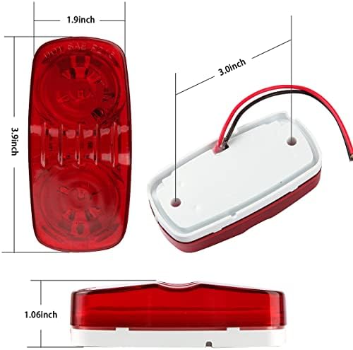 Mcresoar 14pcs Двојно Bullseye Led Маркер Светла, 2x4 Правоаголник Led Приколка Маркер Светла Црвена / Килибар Површина Планината 12v RV Кампер