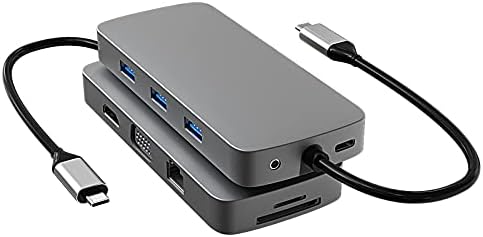 USB C Hub, USB Hub до HDMI Multiport 10 во 1 USB C Dock Станица СО 4k HDMI Излез, USB 3.0 Порти, Sd/Micro SD Читач На Картички, 100W